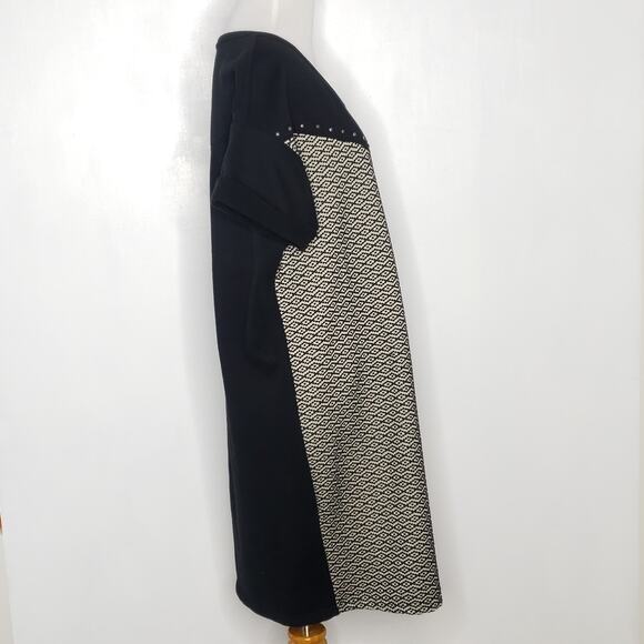Scotch & Soda Maison Scotch Studded T-Shirt Dress Black Geometric Women Large - Picture 2 of 9